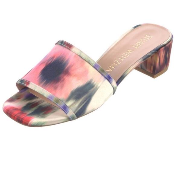 Stuart Weitzman Cayman 35 Block Floral Slides, Size 10, New with Tag MSRP $425 - Picture 1 of 6